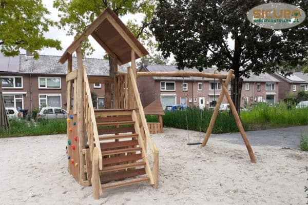 Speelhuisje met glijbaan combi enkel