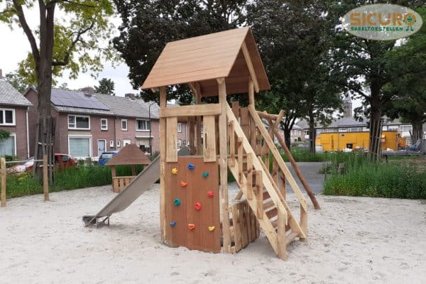 Speelhuisje met glijbaan combi enkel