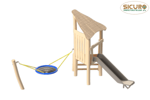 Driehoekspeelhuisje met hangnest
